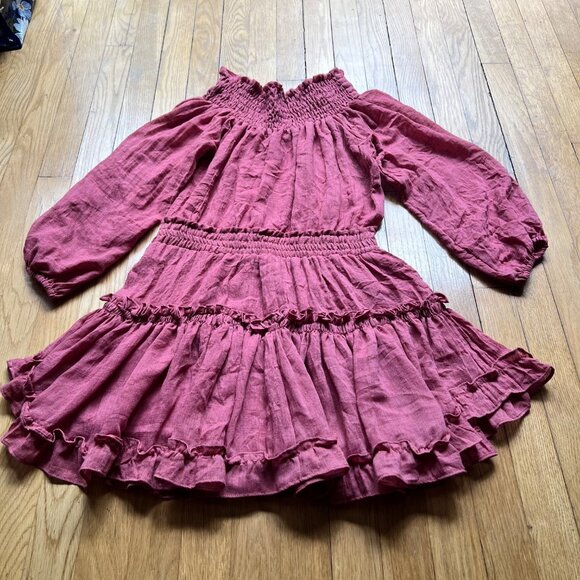 Misa Los Angeles Size S Pink Brick Darla Off Shoulder Mini Dress - Picture 13 of 15